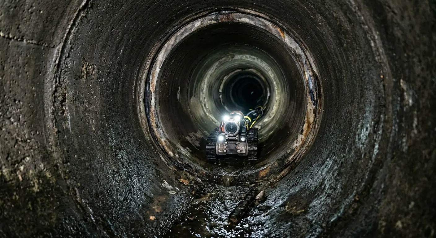 Robotic sewer camera inspecting pipe interior for Drain Snake Service in Palm River-Clair Mel